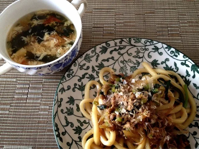 焼うどん  トマトと卵のスープ|ikukoさん