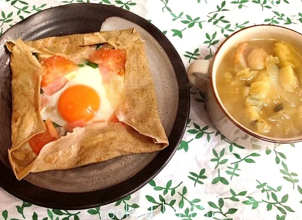 そば粉のガレット＆カレー野菜スープ|katyさん