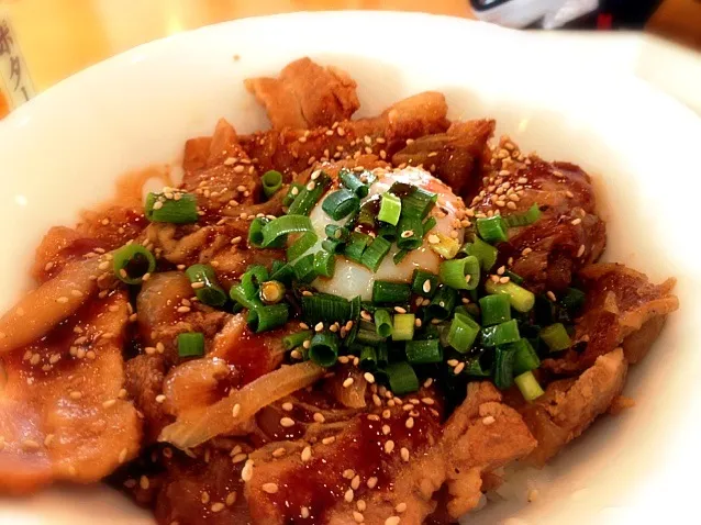 Snapdishの料理写真:昨日のゲレンデご飯♪ 豚バラ焼肉丼|hyyattさん