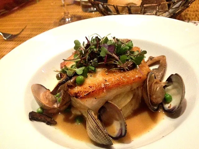 Snapdishの料理写真:Chilean sea bass, potato purée, clams in a white wine bur Blanc|christina marie 😋🍷🐼💋💚さん