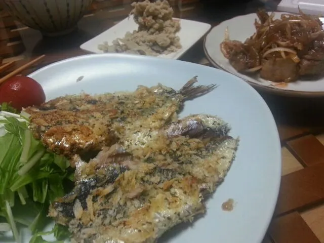 いわし香草焼きと焼豚と卯の花|ナナ公さん