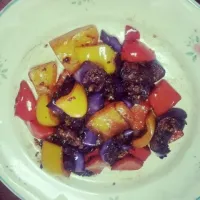 chinese sweet sour brinjal with bell peppers|Magdaleneさん