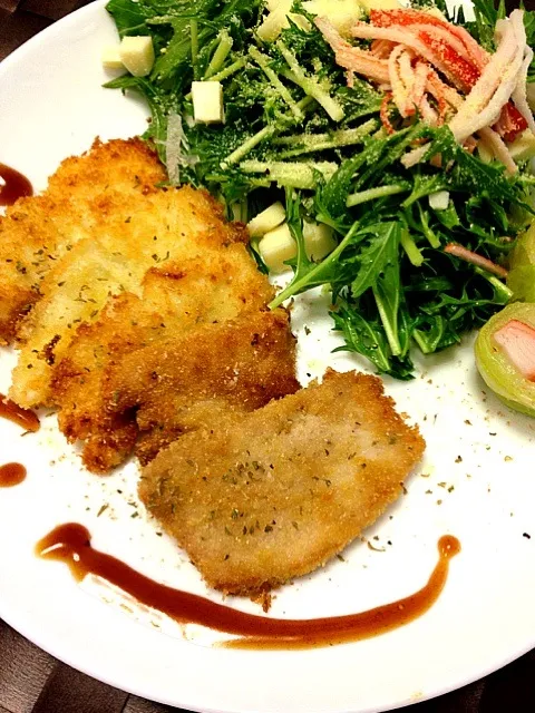 変身⁈お刺身鯛＆鮪のパン粉香草焼き😄|チエさん