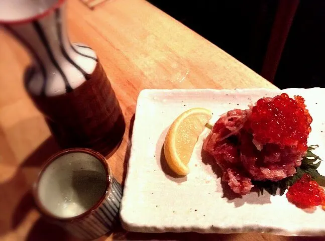 Snapdishの料理写真:梅肉とクラゲかなあ？&中落ち|のりふみさん