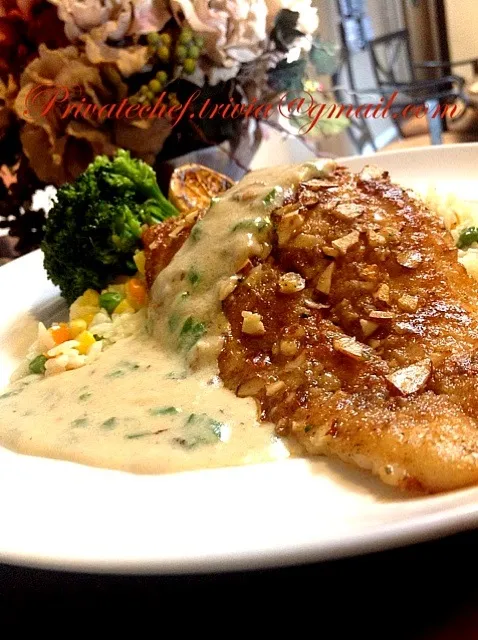 Snapdishの料理写真:Almond Crusted Seared fish fillet the creamy rum butter sauce❤|Taste-New Americanさん