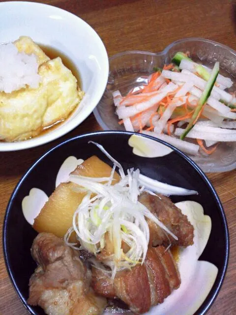 豚の角煮、揚げだし豆腐、大根サラダ|京子さん