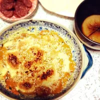 かぼちゃのパスタグラタンと俺氏作の出汁大根|ゆふこさん