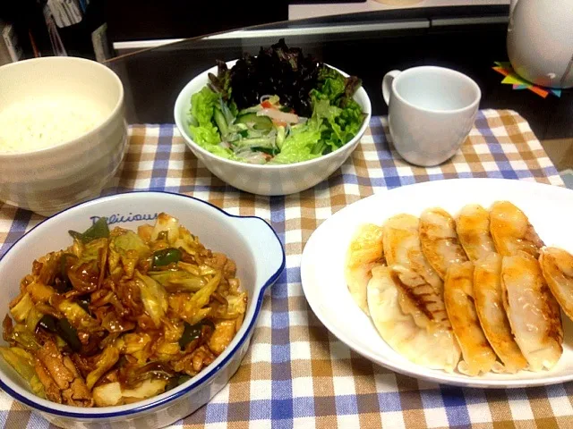 Snapdishの料理写真:回鍋肉、ピリ辛餃子、春雨サラダ|食いしん坊もりもりさん