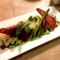 Rice, spam, asparagus, soy sauce glaze|Jorge Cazaresさん