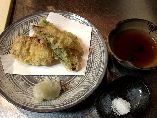 タコ竜田揚げ、鰆味噌漬け揚げ、牡蠣紫蘇揚げ|古賀勝之さん