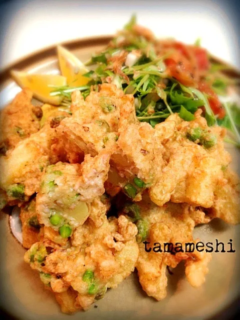 tama家の鶏ミンチでかき揚げ＊じゃがいもと枝豆入り|tamaさん