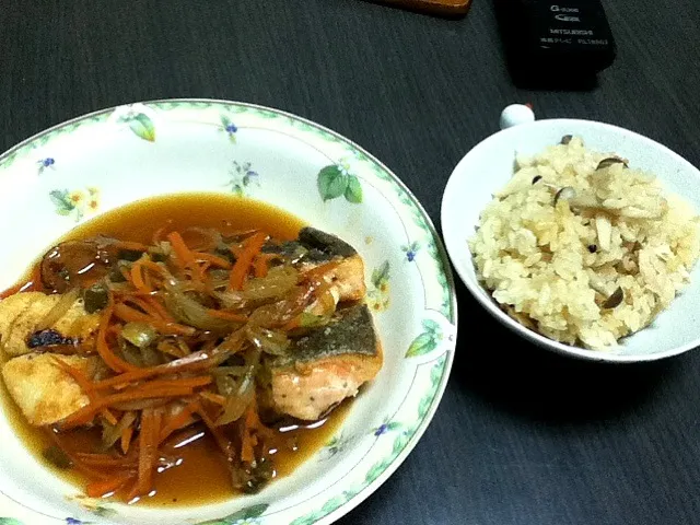 鮭の野菜あんかけと炊き込みご飯|まこさん