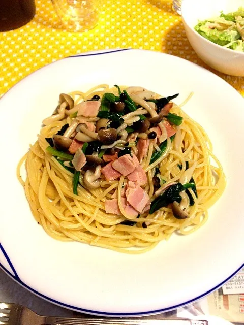 ほうれん草とキノコとベーコンの和風パスタ|くんさん