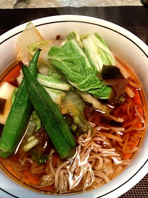 初‼自家製そば  オクラ白菜温麺|148496beさん