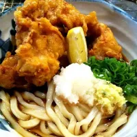 Snapdishの料理写真:とりてんぶっかけ温 たけうちうどん店|mihoriiinさん