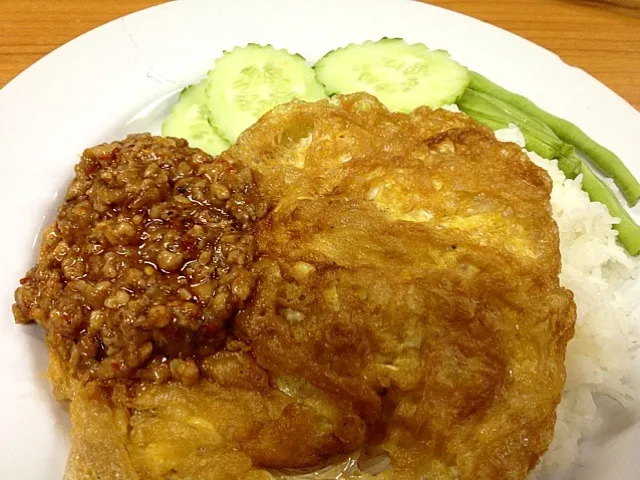 Snapdishの料理写真:simple lunch, rice w/ thai omelette & นํ้าพริกไก่|Cloudy Gさん