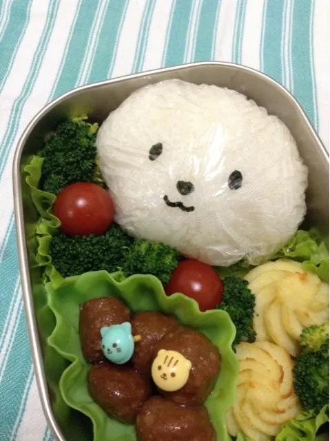 Snapdishの料理写真:白わんこおにぎり弁当|波夜乃さん