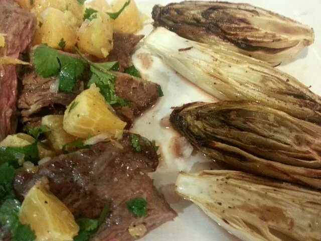 Skirt Steak with orange - cilantro - shallot salsa & Roast Belgian Endive|Food Idiot Tryingさん