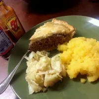 Scottish meat pie with bashed neeps and butter-braised cabbage|Fia Fortuneさん