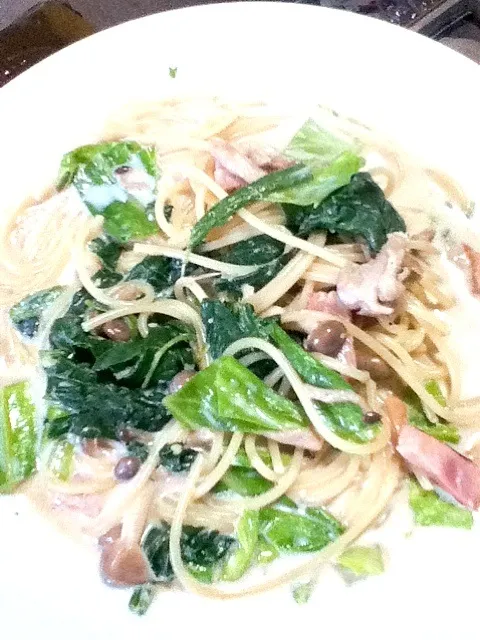 ほうれん草としめじの豆乳パスタ|ナミさん