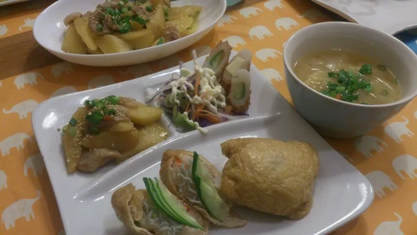 お稲荷さんとじゃがいもと豚肉の醤油バター炒め|ゆきさん