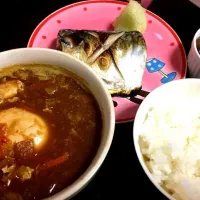 Snapdishの料理写真:さばの塩焼き定食風|カツヤさん