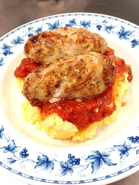 Italian sausages with polenta and tomato sauce by my chef|Anne Toさん