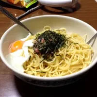 半生卵のせたらこパスタ|Takkunさん