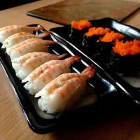 Snapdishの料理写真:Prawn and Flying fish roe Sushi|Takayoshi Fujiiさん