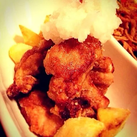 大根と柚子ポンで食べる、鶏の竜田揚げ☆ポテト添え|ゆきさん