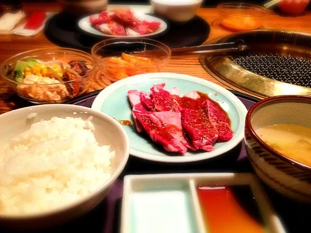 Snapdishの料理写真:焼肉定食、カルビとハラミ|ユキさん