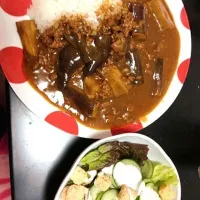 ナスビカレーとシーザーサラダ|こりんさん