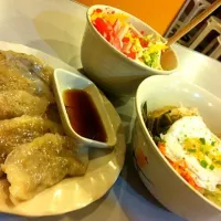 Snapdishの料理写真:Gyoza, Bibimbap and Kani Salad|Michael Ferrerさん