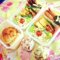 Snapdishの料理写真:ママは低糖質☆パパはふつう弁当♫|さゆママさん