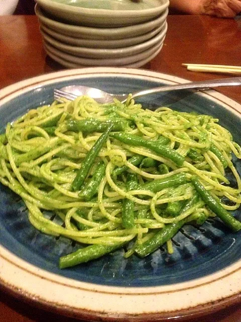 春菊のジェノベーゼ（＾∇＾）美味しかった。数年前まで春菊食べれなかったのにね（笑）|しーさん