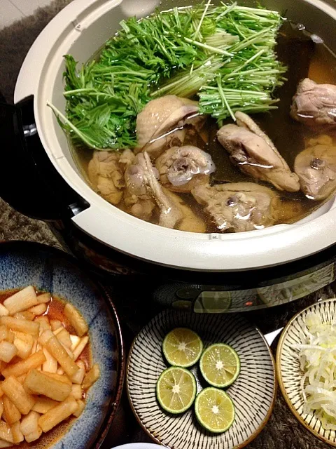 鶏肉と水菜の鍋、大根の中華づけ|やっちゃんさん