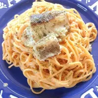 Snapdishの料理写真:ウニクリームスパに、銀鱈ムニエル乗せて🍝😊|HAKUさん