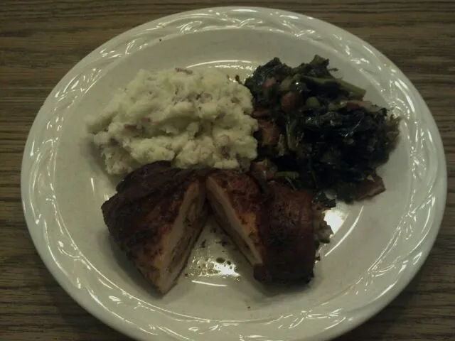 Smoked chicken cordon bleu smashed potatoes and braised kale|Wil Millerさん