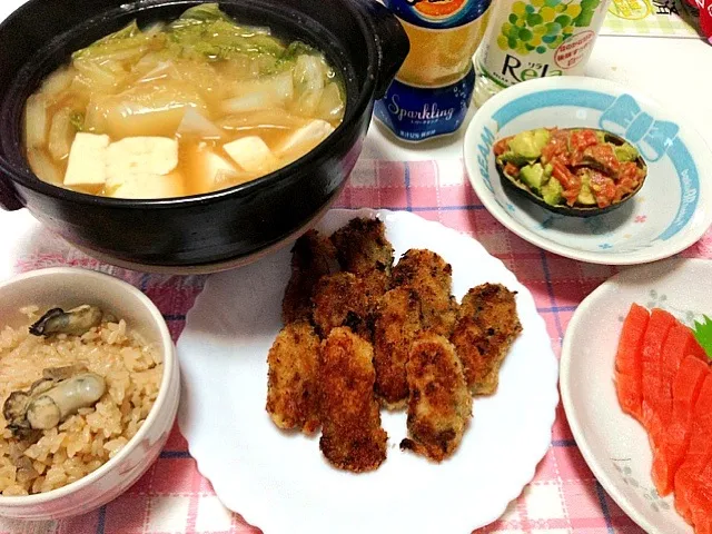 カキフライとカキご飯！アボカドサーモン、お鍋。|まっすぅさん