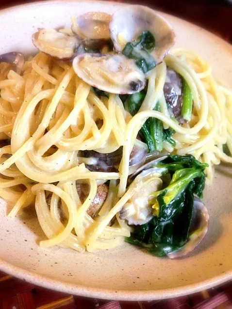 Cream pasta of spinach and clams🐚ほうれん草とあさりのクリームパスタ by Chef hubby|🌈Ami🍻さん