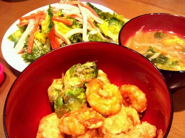 小エビと芽キャベツの天丼|ゆらりさん