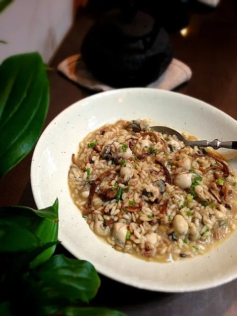 Ten grains risotto with baby oyster and marinated matsutake ベビーカキと漬け松茸の十榖米リゾット|rick chanさん