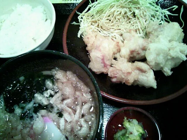 うどんと若鶏の天ぷら定食|きむちさん