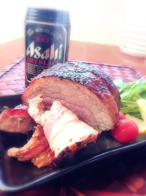 Moko's Very delicious roast pork ver.Pork Side🍖みどりさんの近所のお肉屋さんのメチャうま焼き豚焼いてみました❤バラブロック|🌈Ami🍻さん