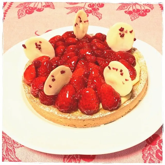 Snapdishの料理写真:🍓のタルト♡tea rose まりさんのアーモンドクリームで♪|akiko♡さん