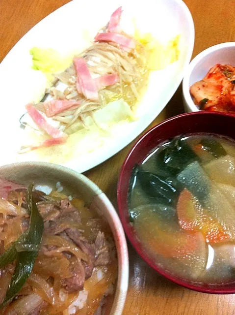 牛丼  タラと白菜のレンジ蒸し|笑美子さん