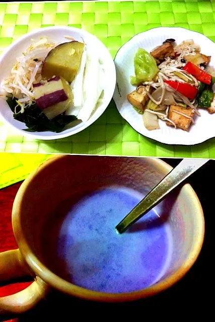 Snapdishの料理写真:🍠小江戸ぽてとサラダ＆Hot Ube Shake🍠|マニラ男さん