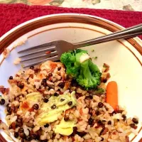 dinner: salmon, brown rice, veggies, and a little avocado|Oliviaさん