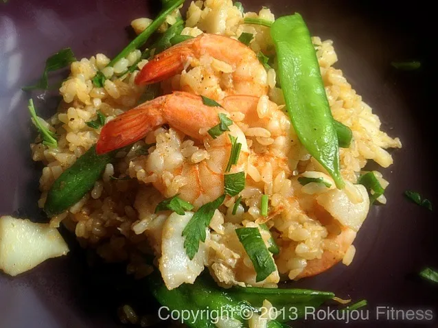 Fried Rice with Shrimp, Codfish and Green Veggies|6畳フィットネスさん