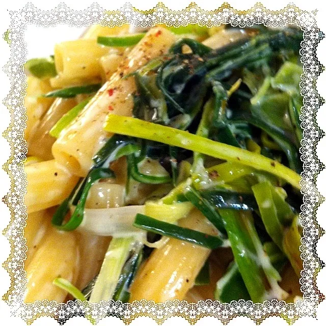 Leek and cream pasta|むちこさん